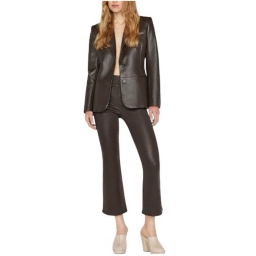 FRAME Espresso Coated Pull On High Waisted Jeans